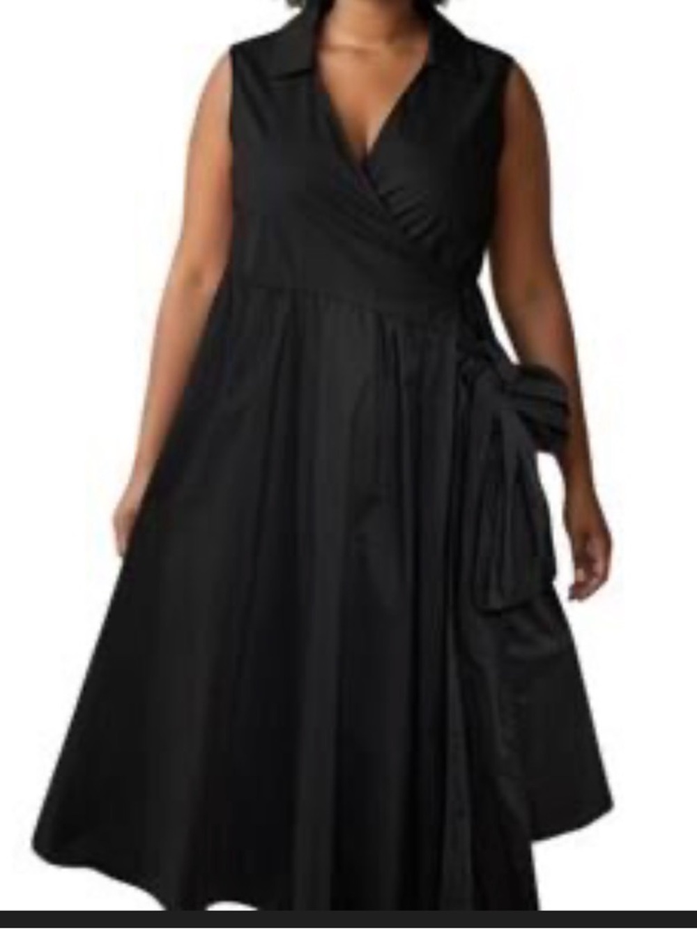 Isaac Mizrahi Black Sleeveless Wrap Dress with Side Bow